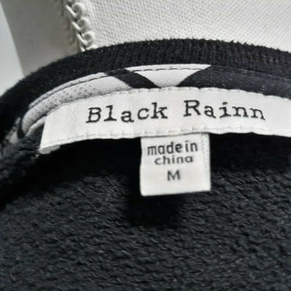 Black Rain Black/White V Round Blouse Peplum XL - Picture 4 of 4